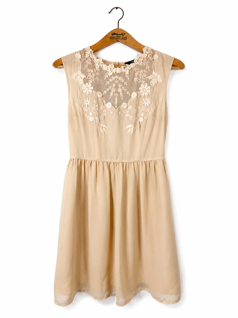 Oasis Embroidered Midi Dress Lace Chiffon Size 12 Blush Twee HOCO Romantic Flowy